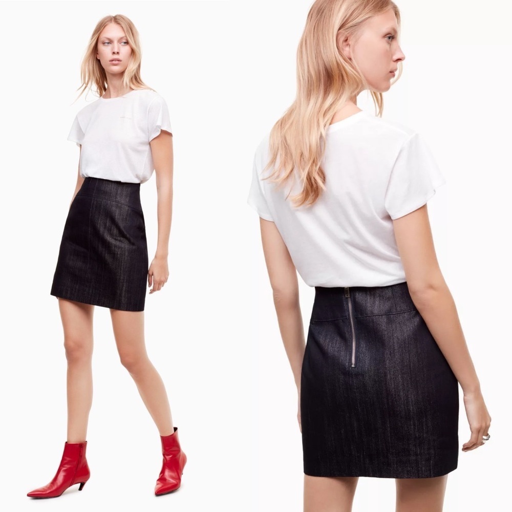 Aritzia Bustier Mini Skirt Talula Blue Denim Size 0 Silver Indigo Style 64386